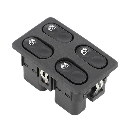 Power window lifter switch module with four rocker buttons, black plastic housing
