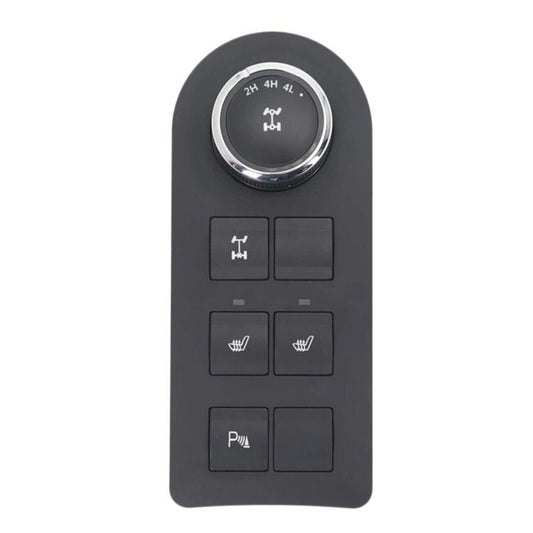 Black 4x4 transfer case mode control switch with round selector and 6 function buttons