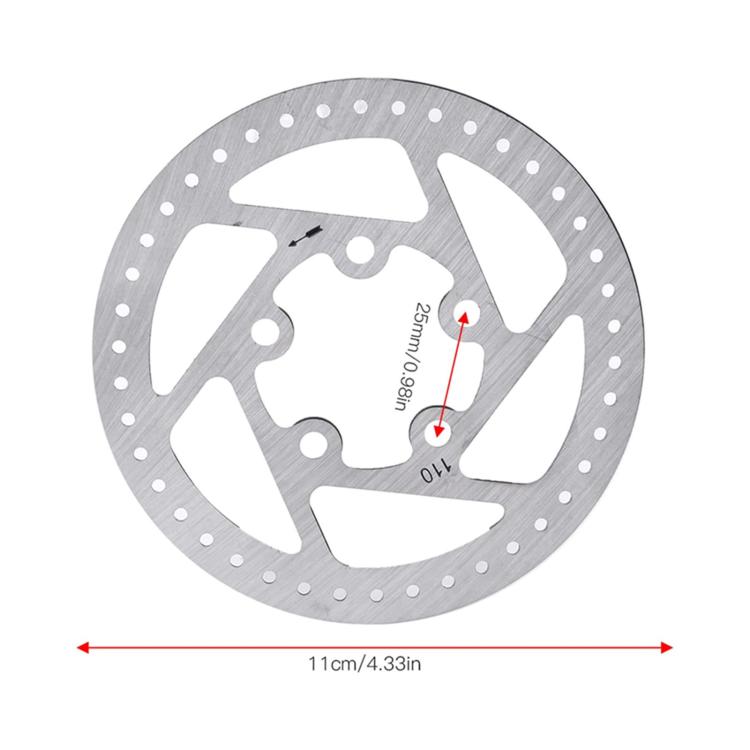 110mm disc brake rotor with drilled pattern and 5-hole design
