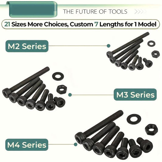 1260 PCS/Box M2 M3 M4 Socket Head Cap Screws Kit Alloy Steel Metric Bolts Nuts Washers Set