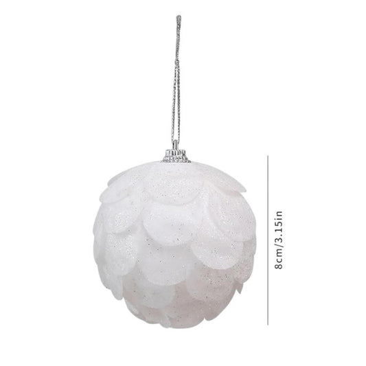 8cm Christmas Tree Foam Ball Decorations Christmas Colorful Ball Hanging Ornaments, White Petal Pointed, White Petal Round, White Petal Half-Round, White Checkered Pattern, Red Sequins, Champagne Gold Sequins, White Sequins