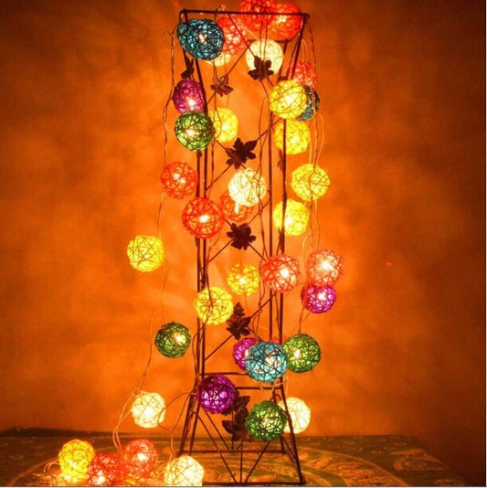 20 LEDs Rattan Balls Lights Fairy Holiday Christmas Outdoor LED Decorative Lamp, 4m Battery Style, 5m Plug-in Style