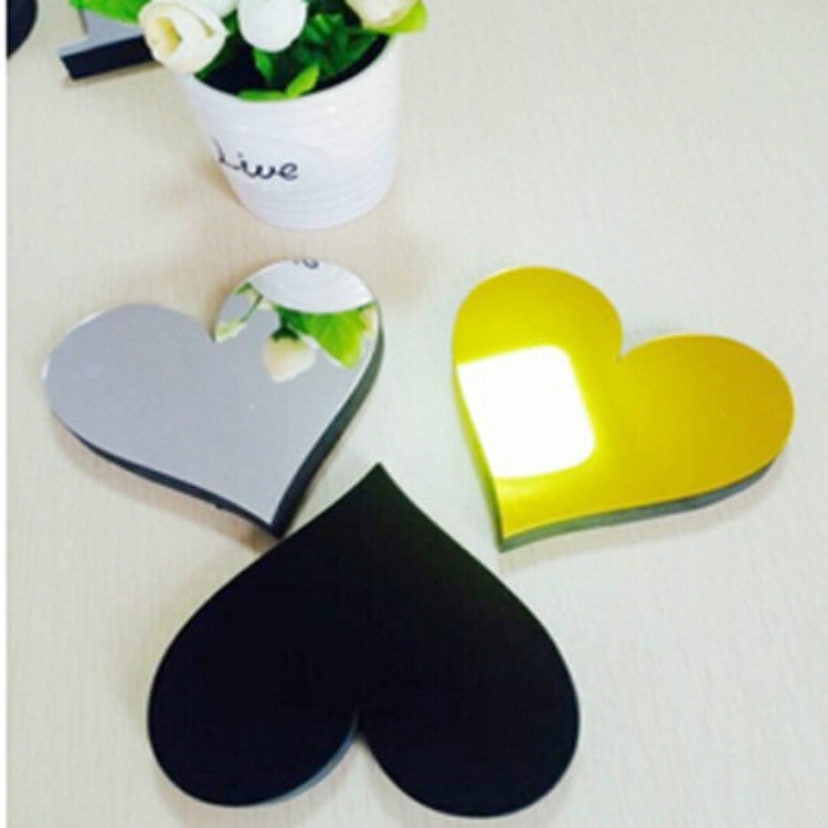 3D acrylic mirror heart wall stickers, dark and yellow heart shapes
