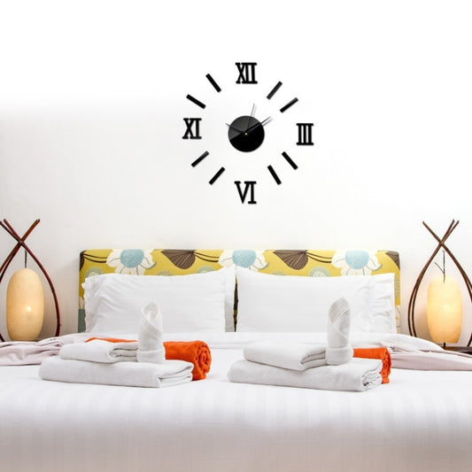 Modern DIY Indoor Roman Wall Clock Mirror Effect 3D Wall Sticker