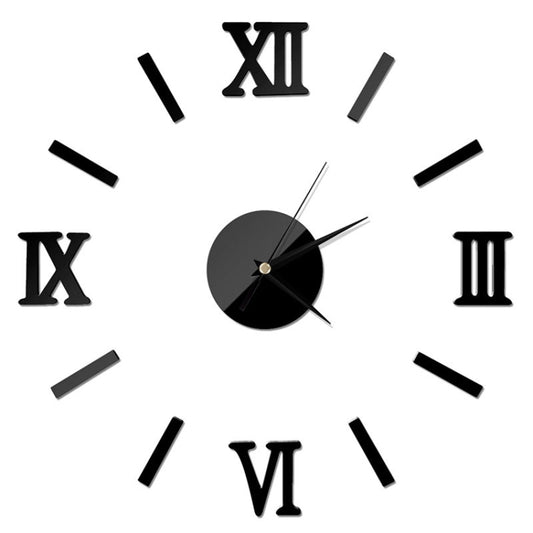 Modern DIY Indoor Roman Wall Clock Mirror Effect 3D Wall Sticker
