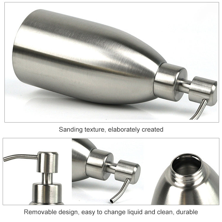 Stainless steel soap dispenser bottle with pump and removable refill design
