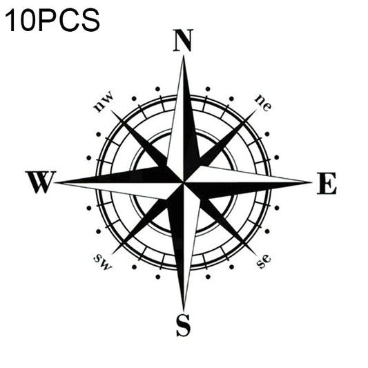 10pcs Art Design Vinyl NSWE Compass Car Stickers Decals Black/Silver, 10 PCS White + Black, 10 PCS Black + White