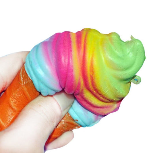 2 PCS rainbow ice cream cone decompression toys with rope, rainbow ice cream