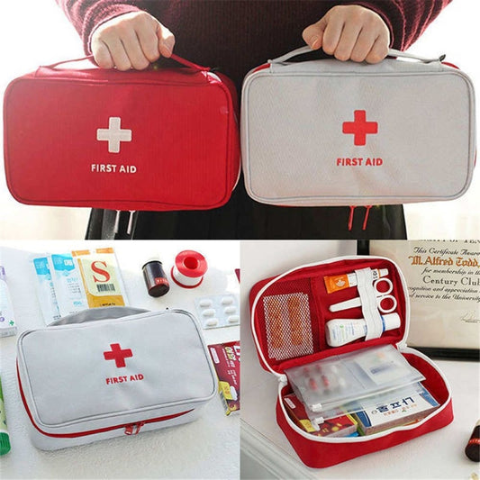 Travel First Aid Kit Bag Home Emergency Medical Survival Rescue Box, 23x13x7.5cm (Red), 23x13x7.5cm (Gray)