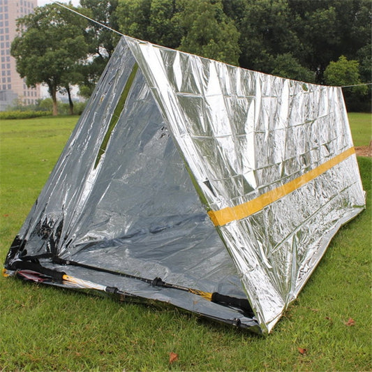 Emergency Simple Tent Outdoor Rescue Blanket First Aid Sunscreen Insulation Blanket, Silver, Orange