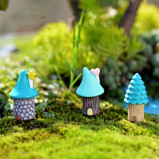 2 PCS Cartoon Tree House Moss Micro-landscape Fleshy Ornaments Jewelry, Random Style Delivery, Cartoon Tree House Ornaments