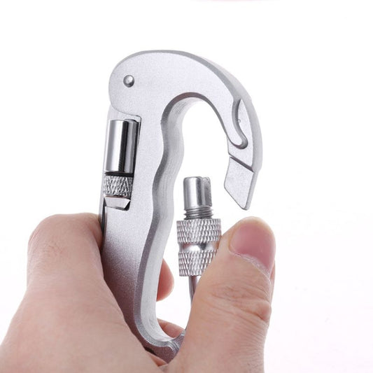 Multifunctional Folding Security Self Defense Folding Saw Carabiner Hanging Buckle Wild Survival Equipment, D Type + LED