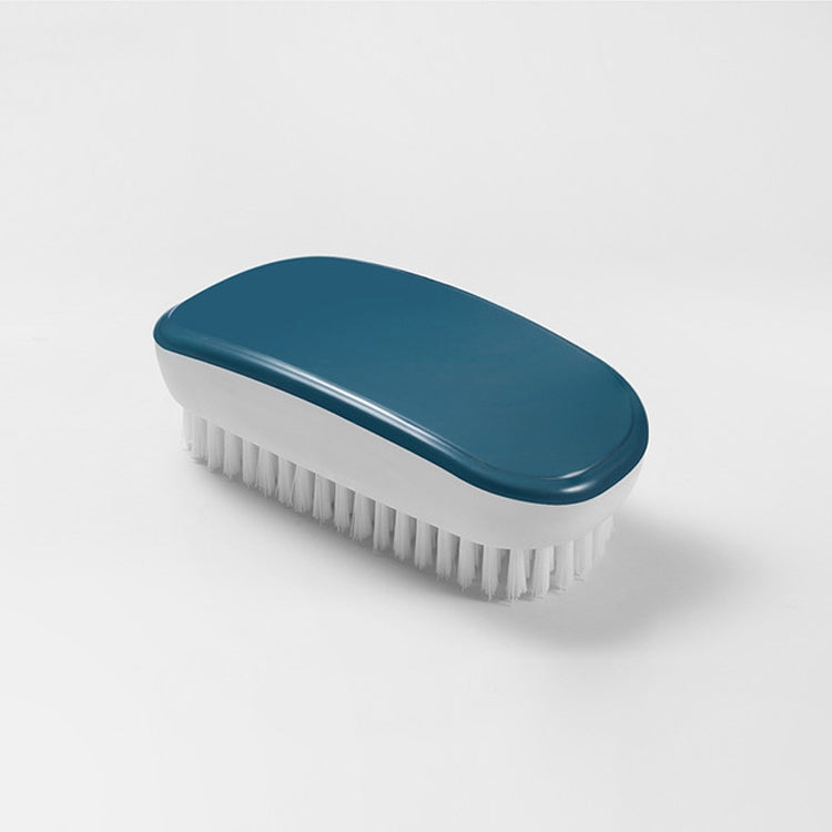 Blue oval shoe cleaning brush with white soft bristles