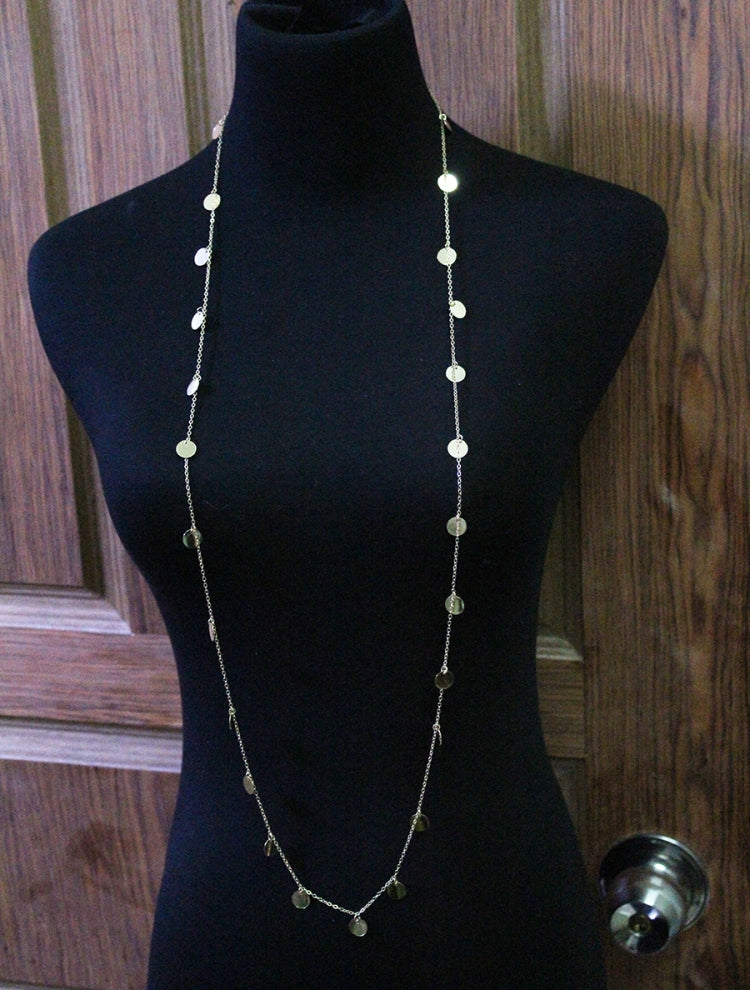 Women Fashion Wafer Long Necklace