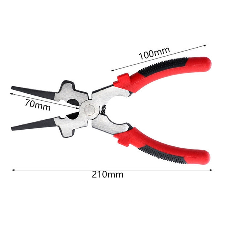 Welding tongs pliers size diagram: 70mm, 100mm, 210mm