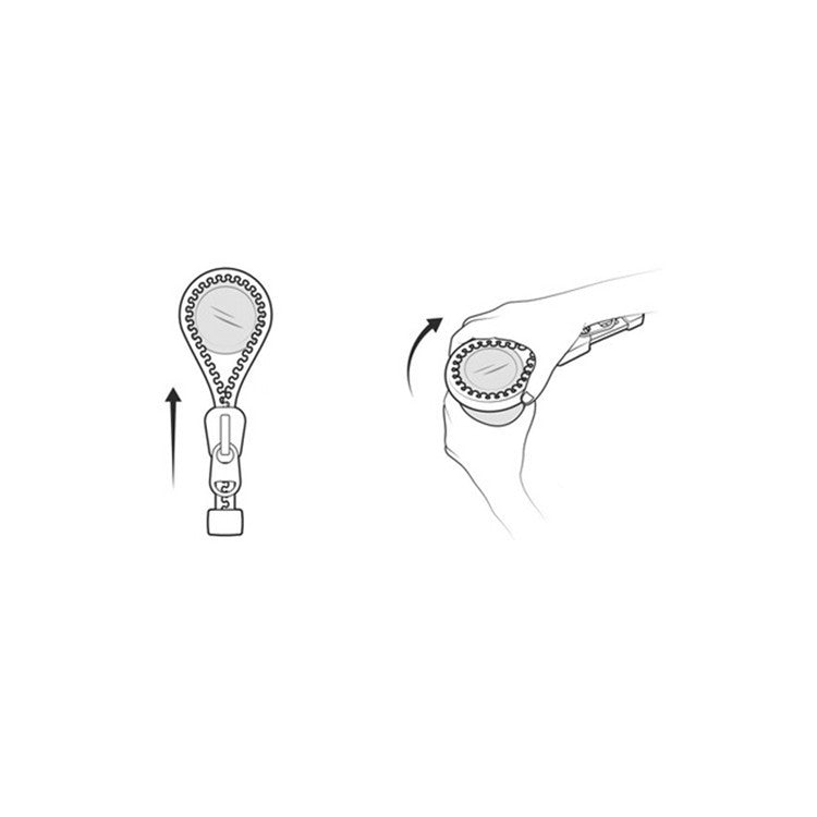 Usage diagram for silicone can opener with arrows and grip on can lid