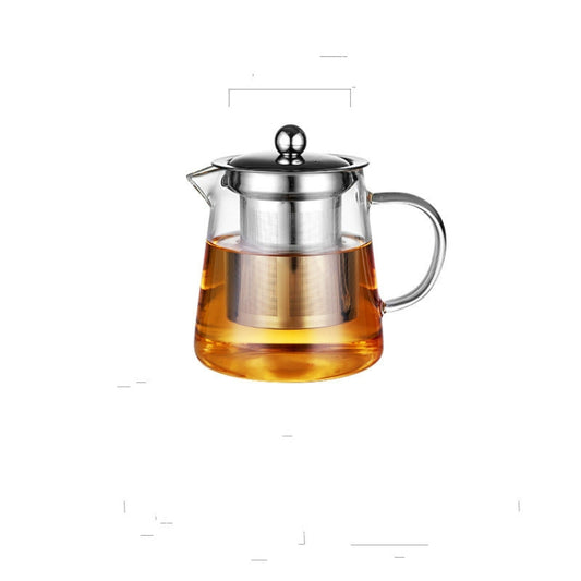 Large Capacity Heat Resistant Glass Teapot Tea Set With Stainless Steel Filter For Kung Fu Tea, 450ML, 550ML, 750ML, 950ML