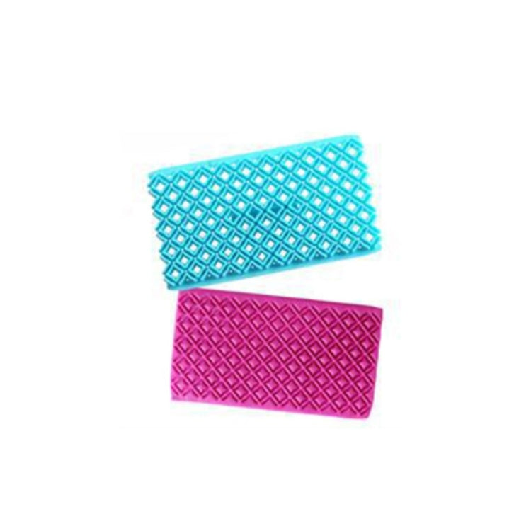 2-piece cake fondant texture mold set, diamond lattice rectangles (blue and pink)