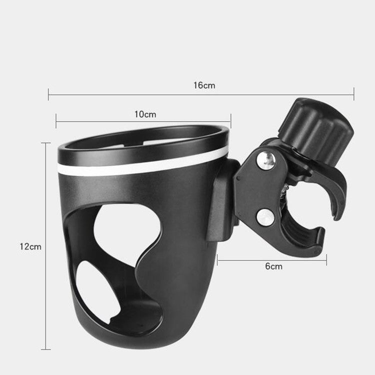 Black bike bottle holder with heart cutouts and side mounting clamp