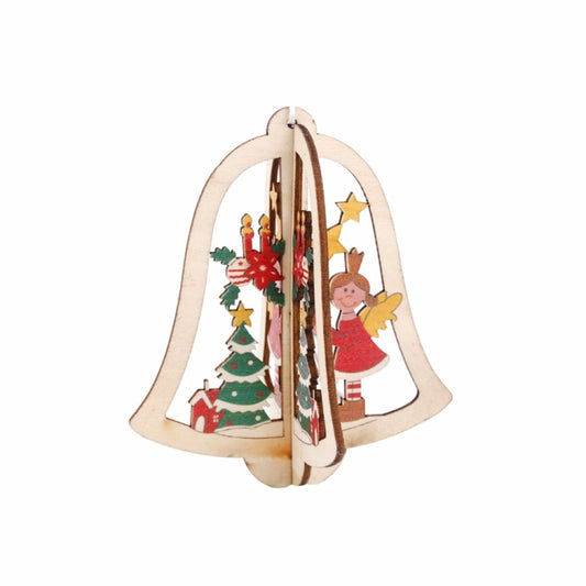 3D Christmas Wooden Pendant Christmas Tree Ornament DIY Santa Xmas Tree Decoration