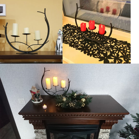 Romantic Vintage Wrought Iron Home Decoration Candle Holder Decoration, Black S, Black L