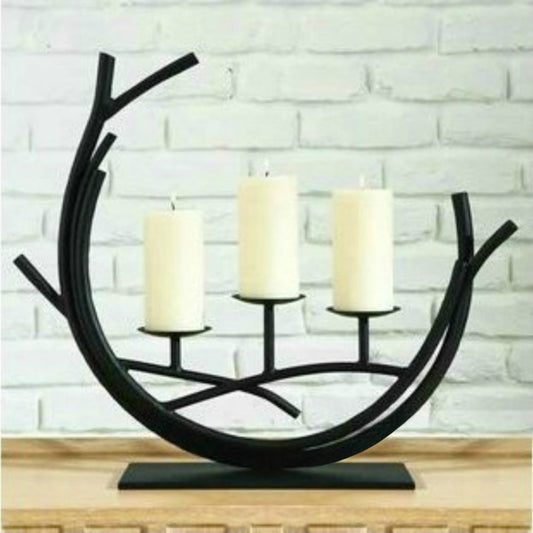 Romantic Vintage Wrought Iron Home Decoration Candle Holder Decoration, Black S, Black L