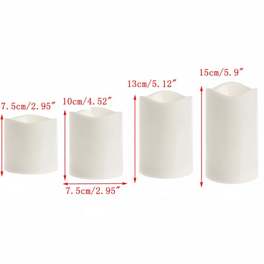 Cylindrical LED Electronic Candle Light Simulation Wedding Candlestick Candle, 15x7.5cm, 13x7.5cm, 10x7.5cm, 7.5x7.5cm, 7.5x7.5cm with remote control, 10x7.5cm with remote control, 13cm with remote control, 15x7.5cm with remote control