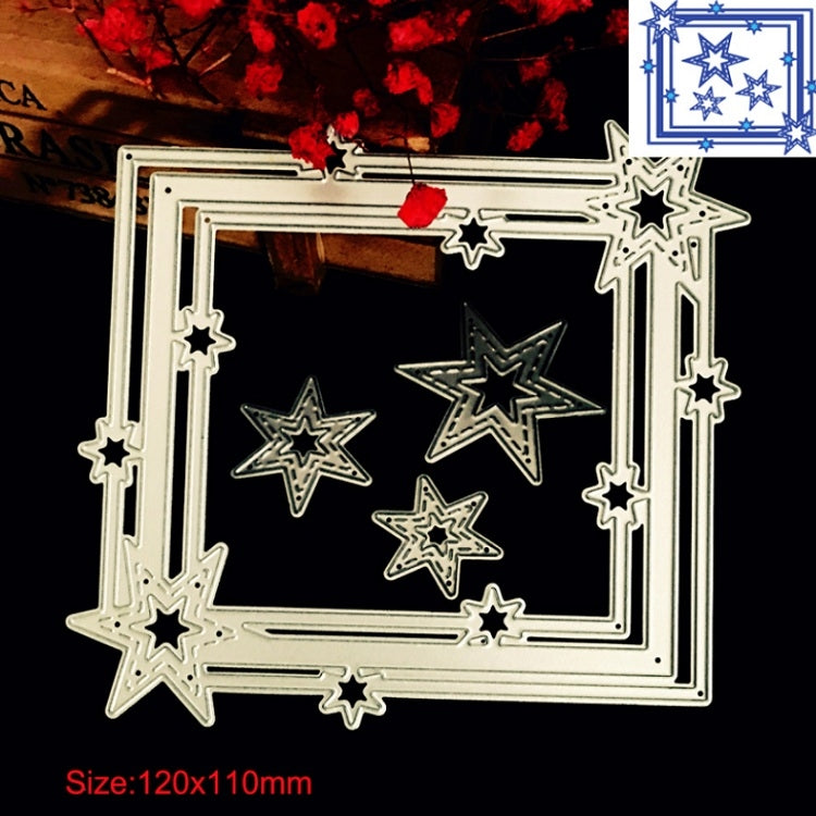 Silver star border die-cut frame with pentagram-style star cutouts for scrapbooking