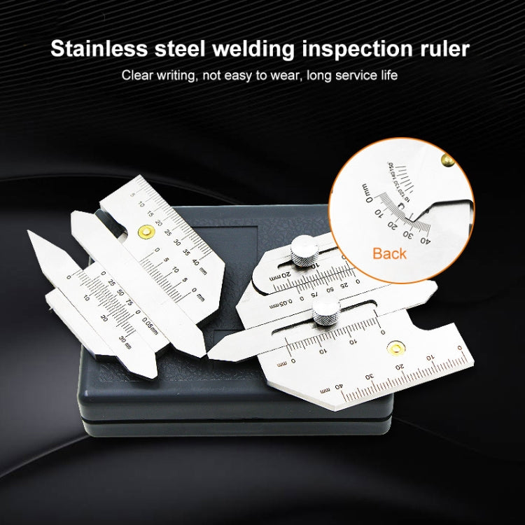 Stainless steel welding inspection gauge ruler with metric measurement scales