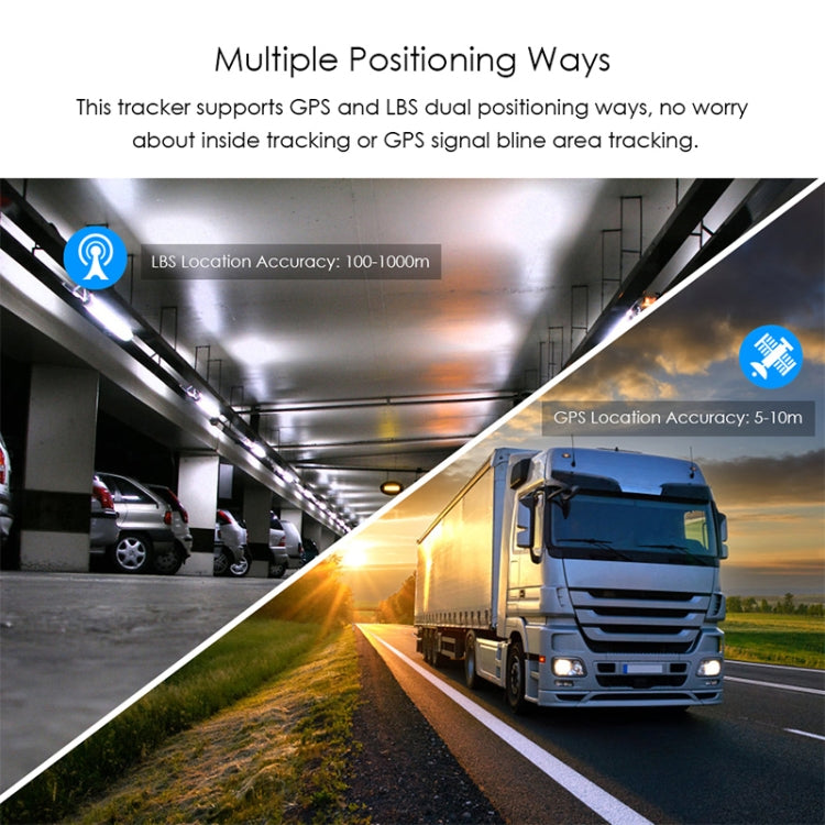 Truck vehicle GPS tracker concept with GPS and LBS location accuracy icons
