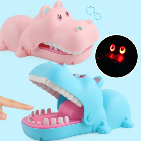 Cartoon Creative Hippo Shape Bite Hand Novelty Tricky Toys with Light and Music, Random Color Delivery, Hippo
