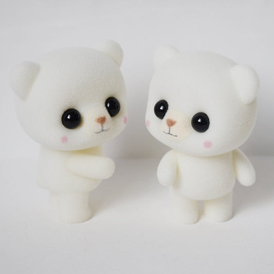 Little Cute PVC Flocking Animal Bear Dolls Creative Gift Kids Toy, Size: 5.5*3.8*6.3cm, White Bear