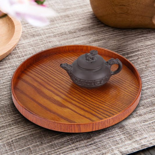 Creative Round Solid Wood Tea Tray Hotel Wooden Tay Storage Tray, Diameter: 37.5cm, Brown, Diameter: 37.5cm