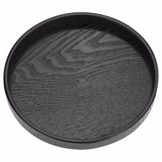 Creative Round Solid Wood Tea Tray Hotel Wooden Tay Storage Tray, Diameter: 30cm, Black, Diameter: 30cm
