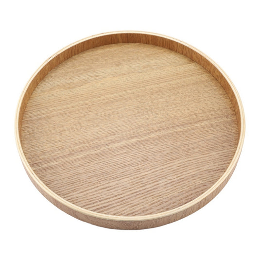 Creative Round Solid Wood Tea Tray Hotel Wooden Tay Storage Tray, Diameter: 33cm, Wood Color, Diameter: 33cm