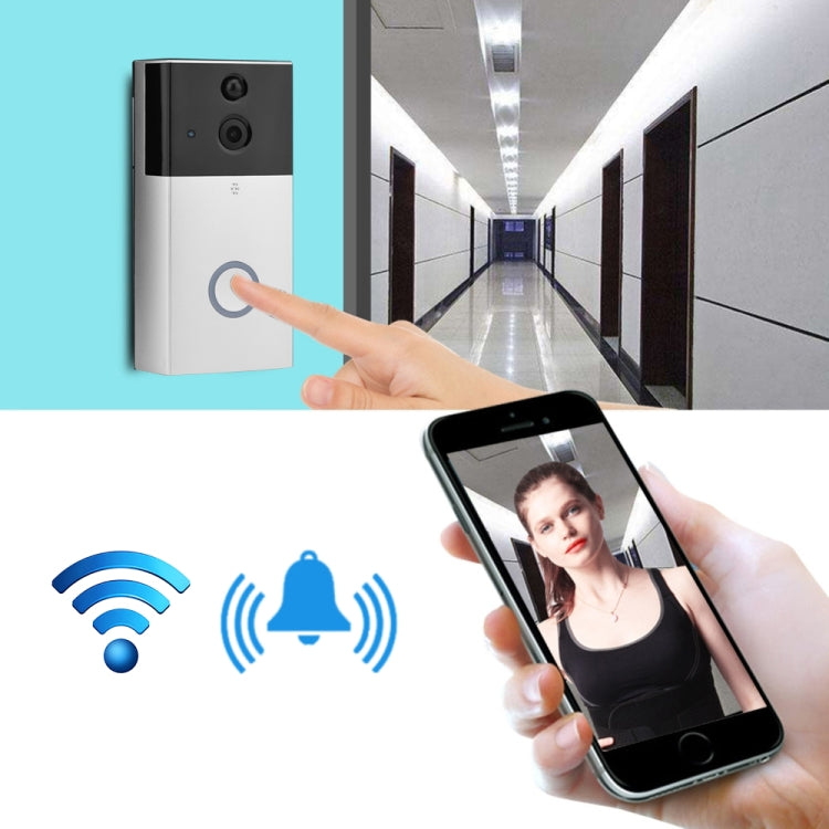 Black and silver video doorbell intercom with smartphone app video and motion alerts
