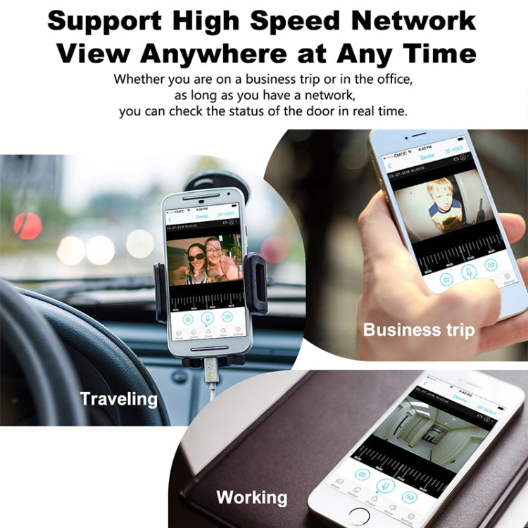 WiFi video doorbell app on smartphone showing door camera view for remote checking