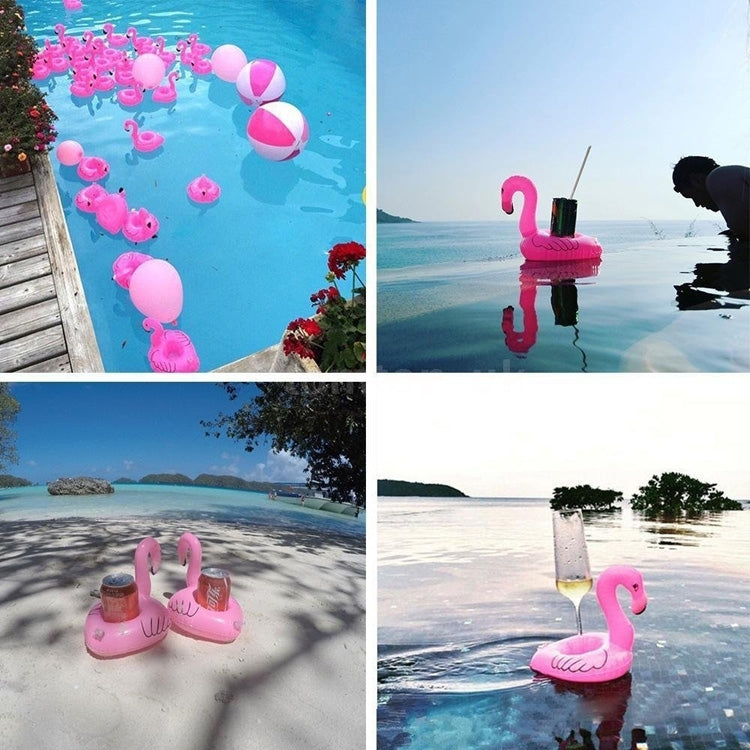 Inflatable pink flamingo floating drink holder with cup holders