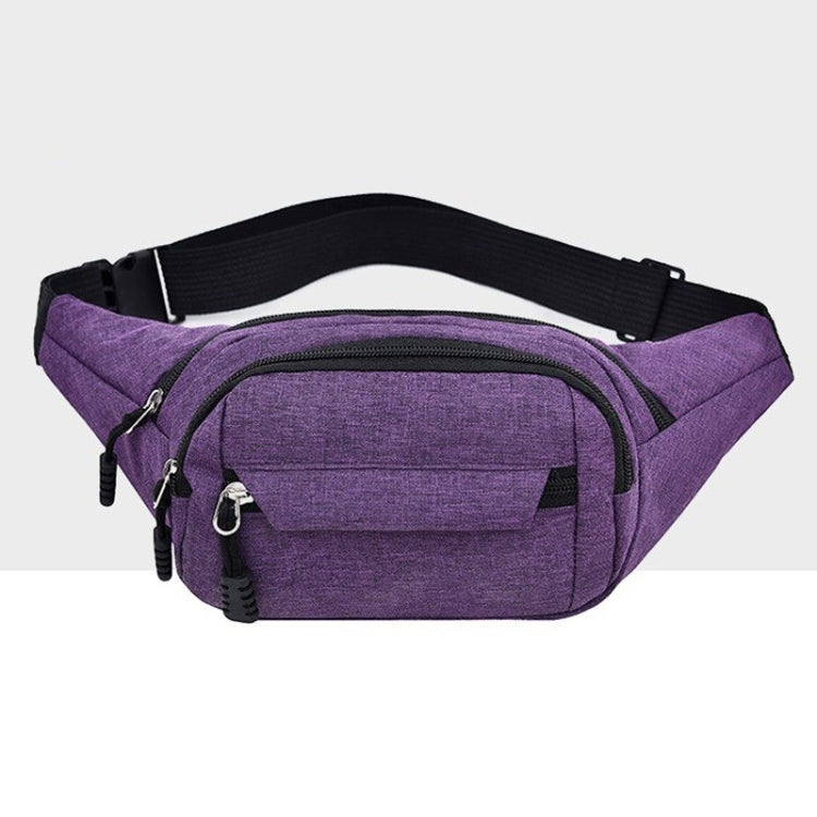 Waterproof chest bag in purple with adjustable strap and front zip pocket