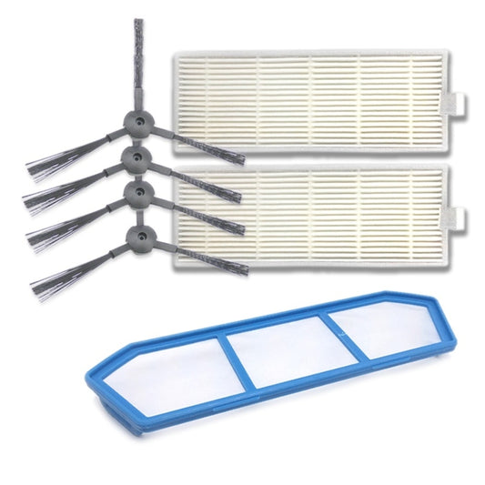 XI221 2 Pairs K614 Side Brushes + I205 Initial Effect Filter + 2 PCS I207 Filters Set for ILIFE A4 / A4S / A6