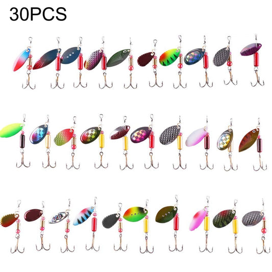 HENGJIA SPB30 30 PCS Sequin Set Metal Sequins False Bait Fresh Sea Bass Fishing Bait, Length: 2.5 to 4cm, Bagged, Bagged