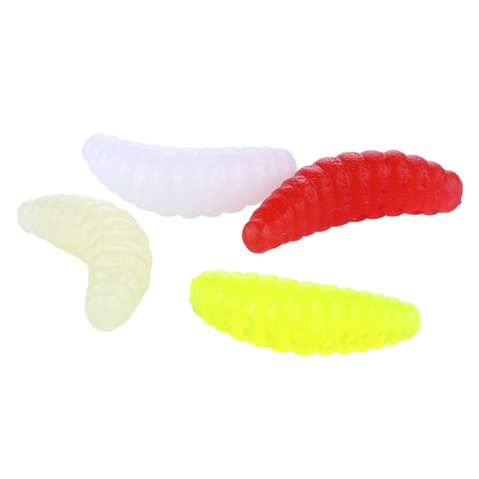 HENGJIA SO106 50 PCS 20mm Simulation Bread Bait Worms Crescent Soft Bait Horseback Fish Worm Bait Fishing Gear