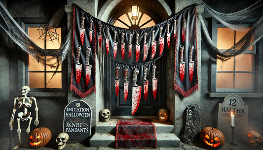 Transform Your Space: A Detailed Guide to Halloween Imitation Blood Knife Pendant Banners and Haunted House Door Curtains