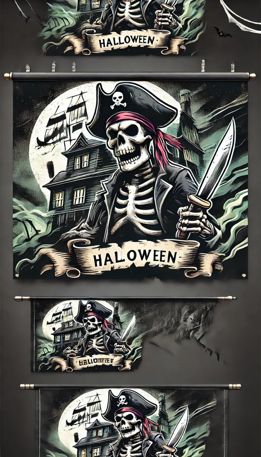 Set the Perfect Spooky Vibe: The Ultimate 60x90cm Bar Haunted House Pirate Skeleton Flag for Halloween