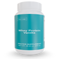Whey protein powder tub, vanilla flavor, teal Whey Protein Vanilla label