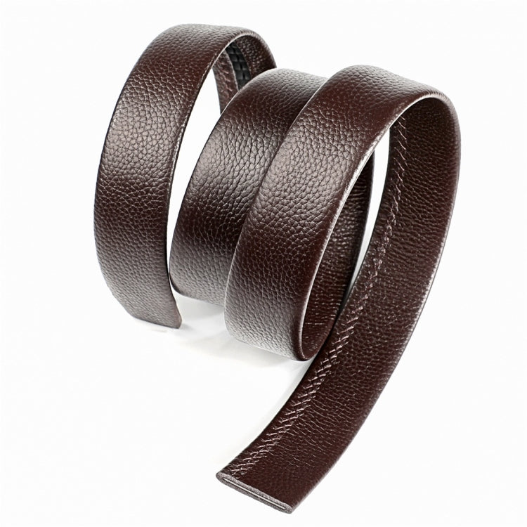 Brown leather belt roll with two loops and end tab detail.