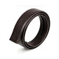 Brown cow leather belt with textured grain, folded edge and inner lining visible