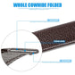 Brown leather belt with folded edge detail, stitched seam close-up