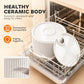 White ceramic pet water fountain bowl placed in dishwasher rack for cleaning