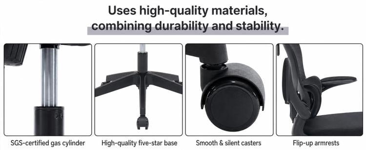 Ergonomic mesh office chair with flip-up armrests and five-star base